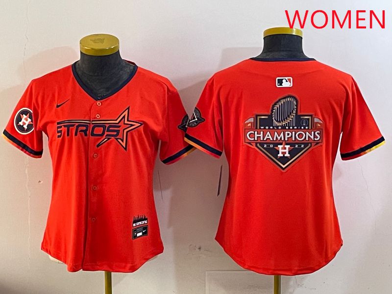 Women Houston Astros Blank Orange Three generations Joint Name 2025 Nike MLB Jersey style 23